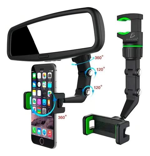 Soporte Para Celular Ele-Gate HOLD.64 Auto Espejo Retrovisor Articulado Color Negro
