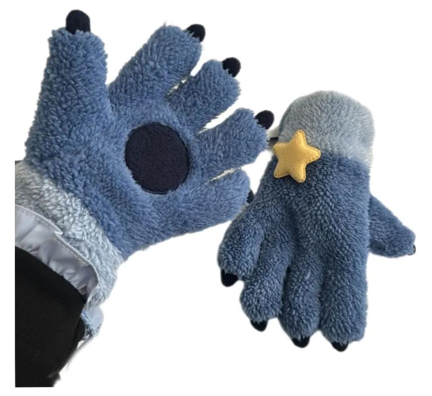 Guantes con Garras y Estrella Azul | Par de Felpa para Cosplay