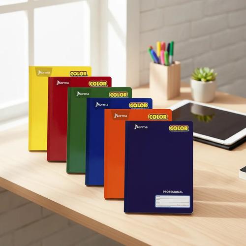 Cuadernos Norma Color  - 100 Hojas Cosidos Pack 6 Pasta Dura CUADRO GRANDE