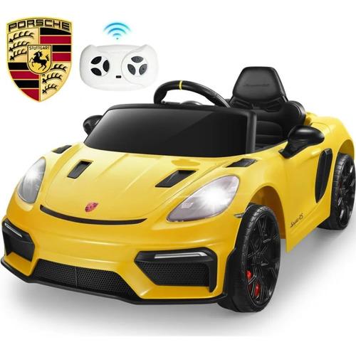 Carro Eléctrico Infantil Tipo Porsche 718 Spyder Amarillo con Control y MP3