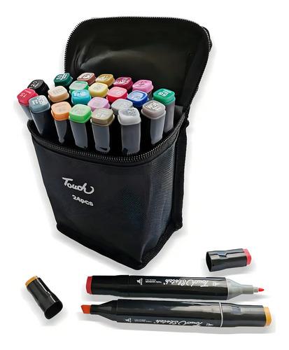 24 Plumones Marcadores Touch Doble Punta Set Dibujo Arte
