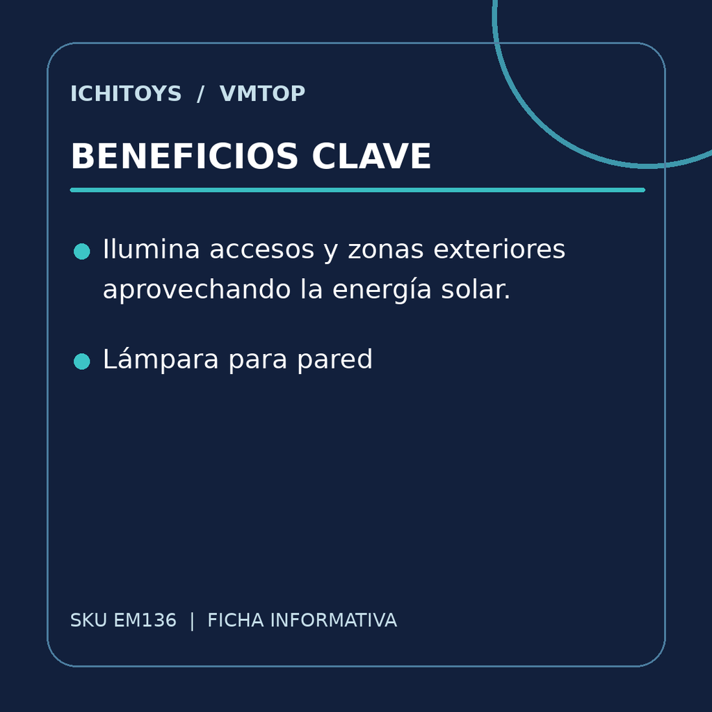 Beneficios clave de Lámpara Solar Exterior de Pared con Sensor Movimiento