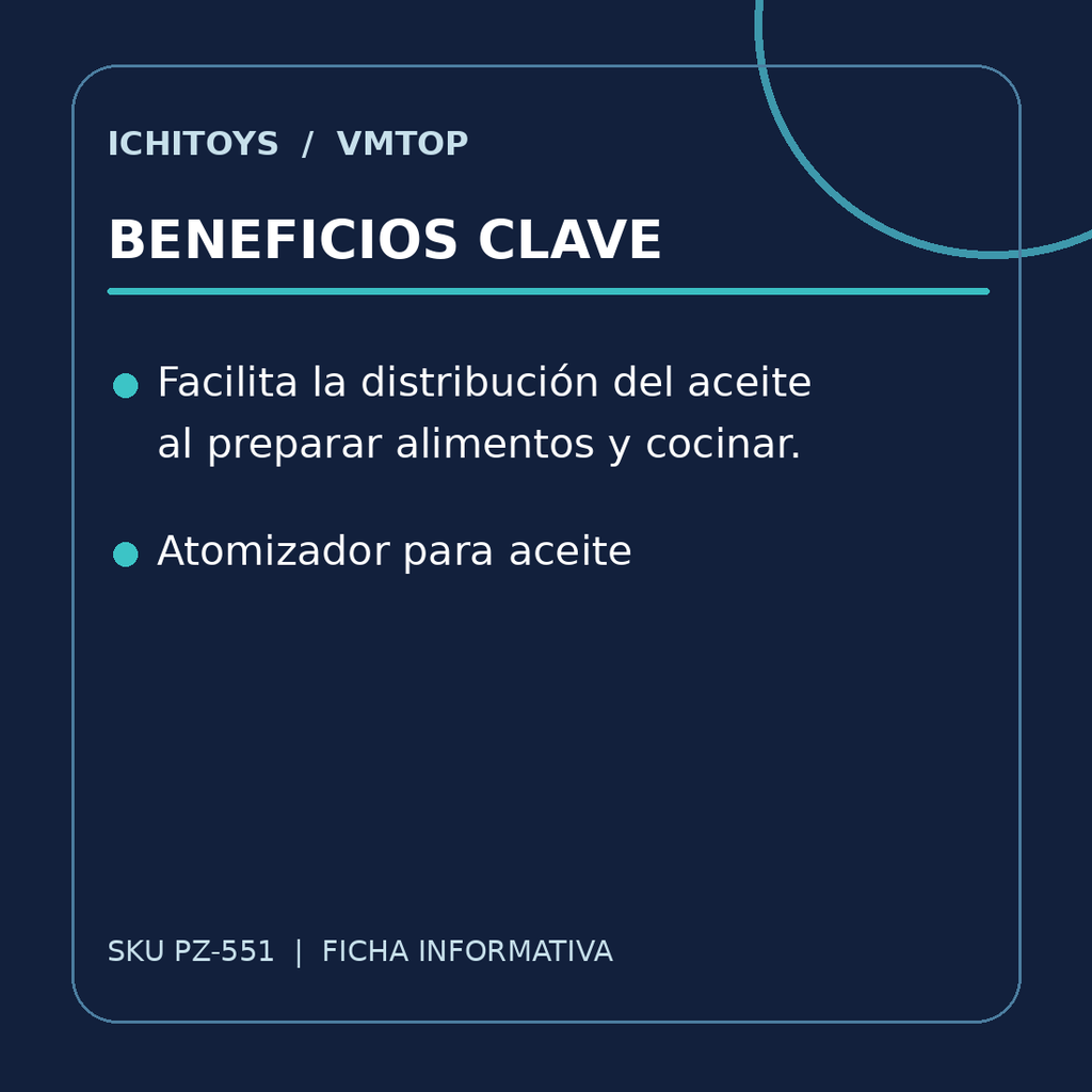 Beneficios clave de Atomizador de Aceite para Cocina Spray PZ-551